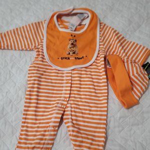 3pc Halloween Coverall Set for 0-3mths Trick or Treat New with tags 100% cotton